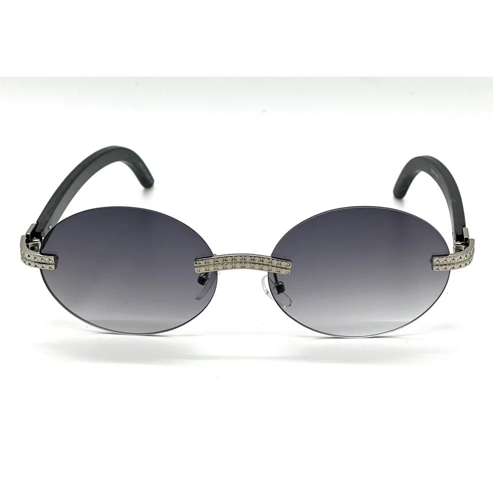 Rimless Sunglasses Oval Lens Black UV400 Protection Lens Retro Classic Hip Hop‎